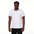 Man wearing a plain white t-shirt on a white background